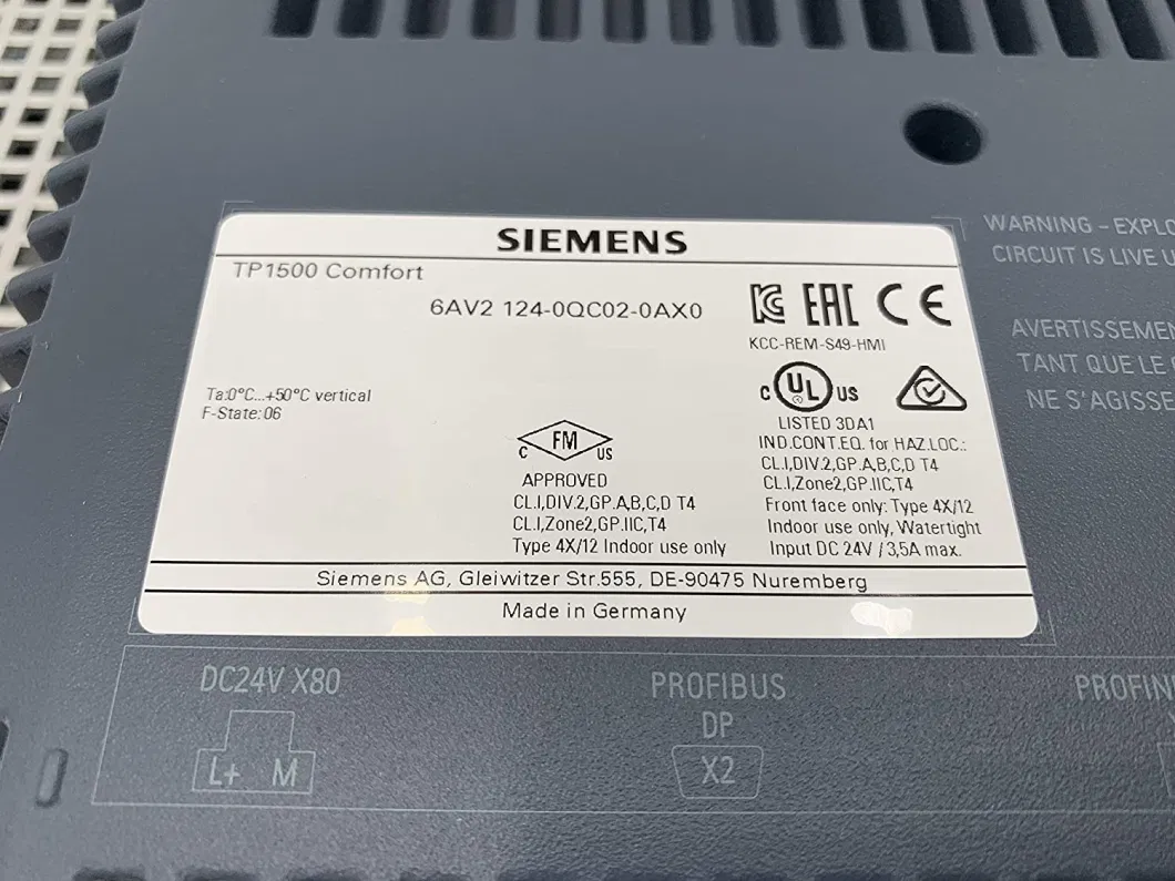 Original 6AV2124-0QC02-0ax1 Sjiemens New Simatic HMI Tp1500 Comfort Panel 6AV2124-0QC02-0ax1