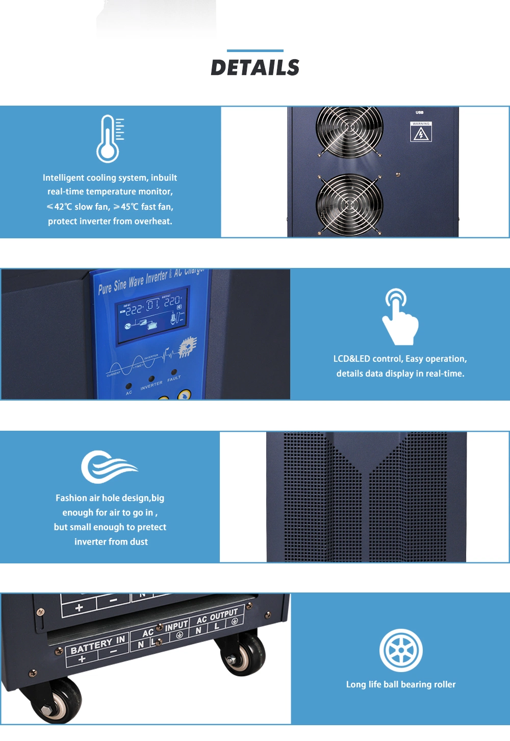 Hybrid Solar 10kw 10000 Watt Pure Sine Wave Inverter with MPPT Charge Controller