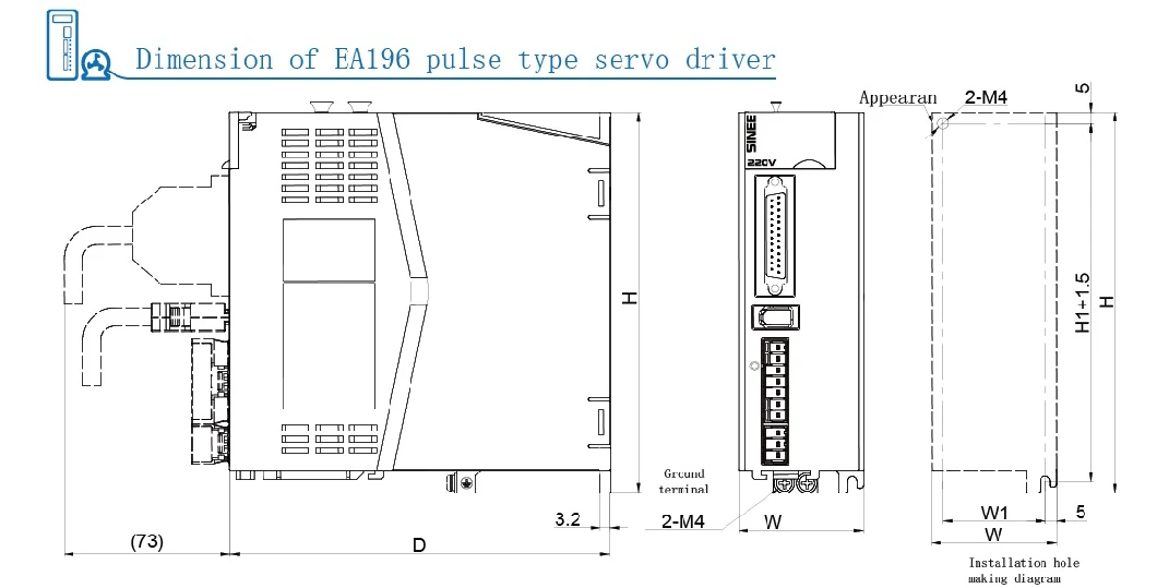 Easy to Use Single Phase 0.2-0.75kw Pulse Type AC Drive Motor HMI PLC Programmable Logic Controller Servo Driver Single Servo Controller for Multi Axis Drive