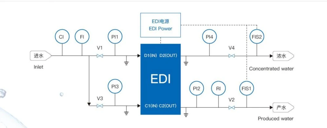 PLC Control Reverse Osmosis with EDI Deionization System for Water Purification Water Treatment System