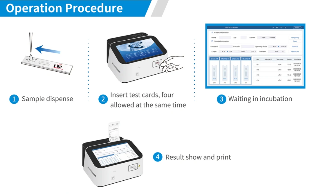 Lfi1160 Laboratory 10.1 Inch LCD Touch Screen Clia Method Immunofluorescence Quantitative Analyzer