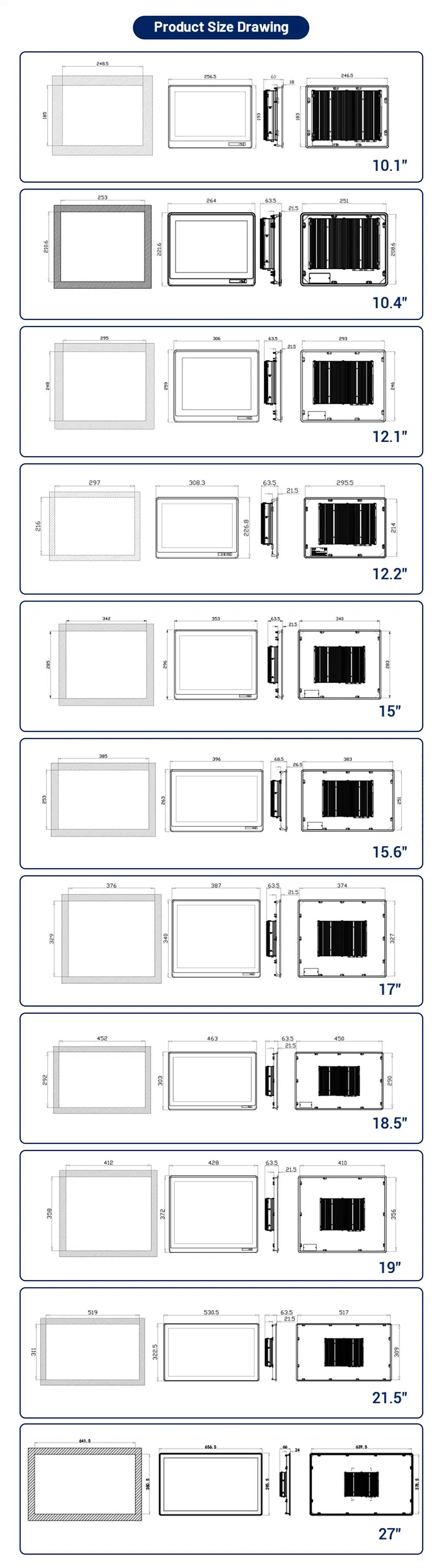 12.1 Inch Industrial Embedded Control Panel IP65 Waterproof&Dustproof Open Frame Resistive Touch Screen Monitor HMI LCD Display