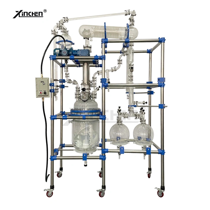 Continuous Ultrasonic Mixing Mechanical Seal Glass Reactor Full Automatic PLC Control System