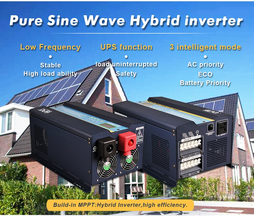 Low Frequency 12VDC to 220VAC 50A PWM Invertor 1kVA Hybrid Solar Power Inverter for Home Use