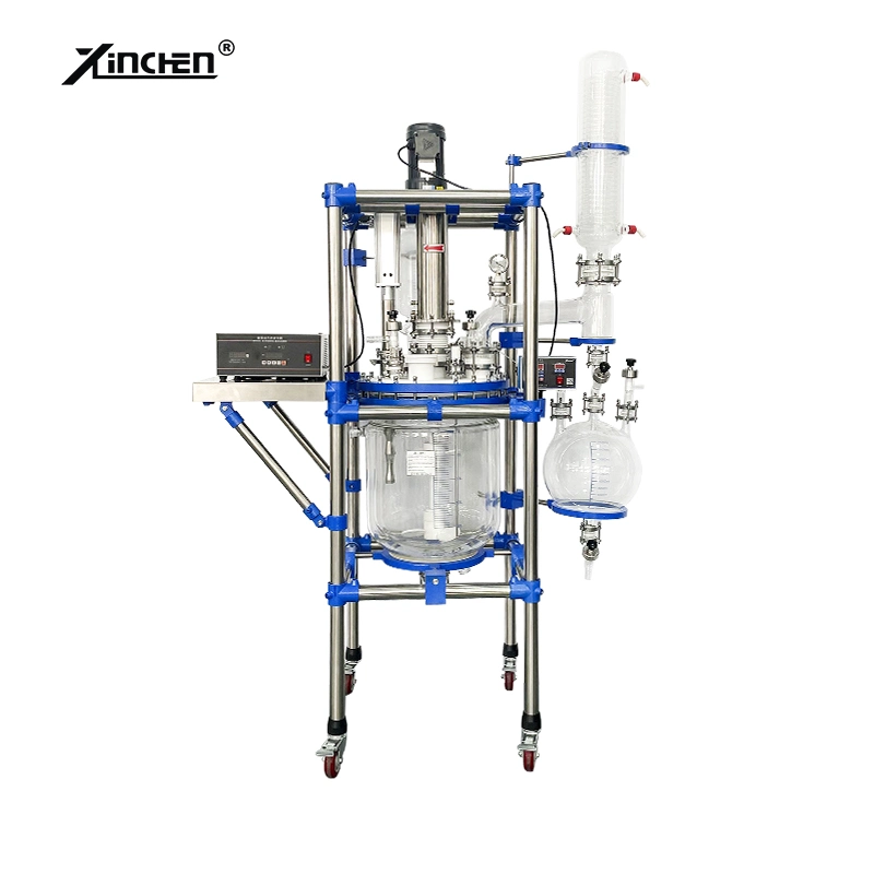 Continuous Ultrasonic Mixing Mechanical Seal Glass Reactor Full Automatic PLC Control System