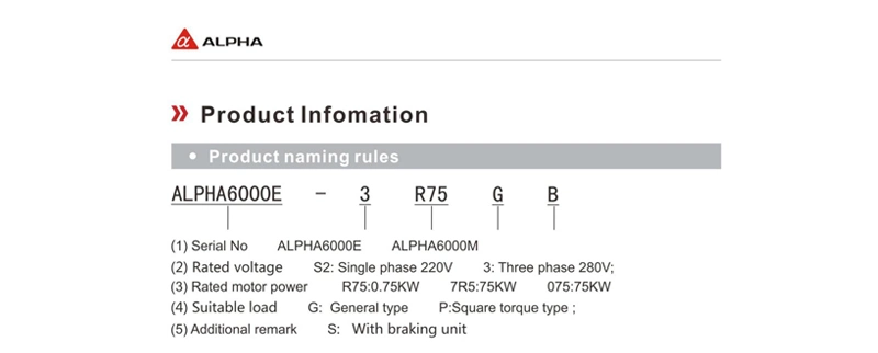 Alpha 6000E 2.2KW AC Current Vector Frequency Inverter with CE (Accept OEM)