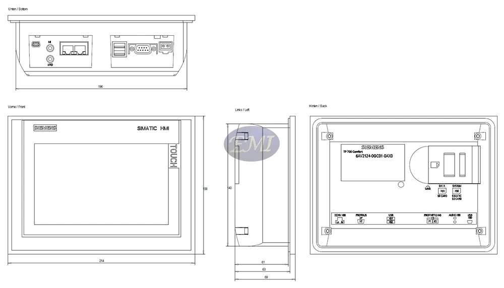 Electrical 6AV2124-0QC02-0ax1 Simatic HMI Tp1500 Comfort Panel 15&quot; Widescreen TFT Display Siemen HMI