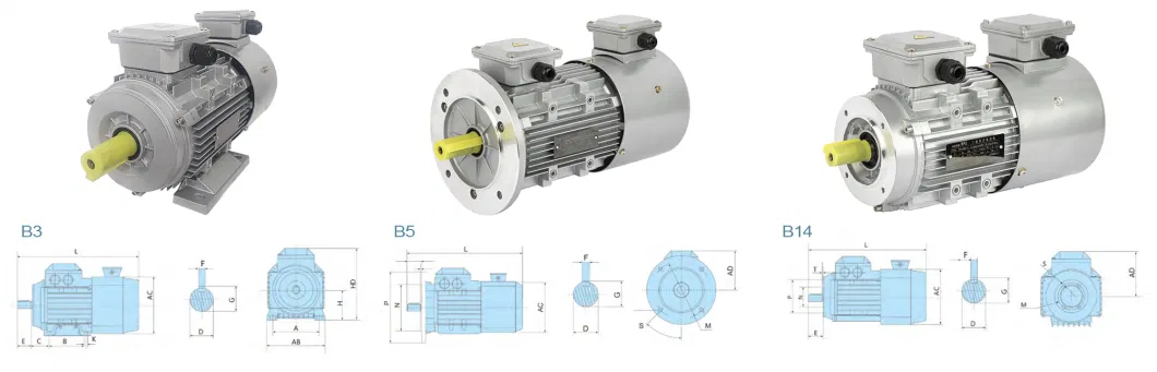 Yvp B14 2HP Three Phase Asynchronous AC Motor Inverter Motor