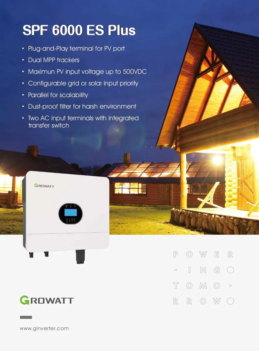 Growatt12000W Battery Inverter Charger for Solar System and UPS Use