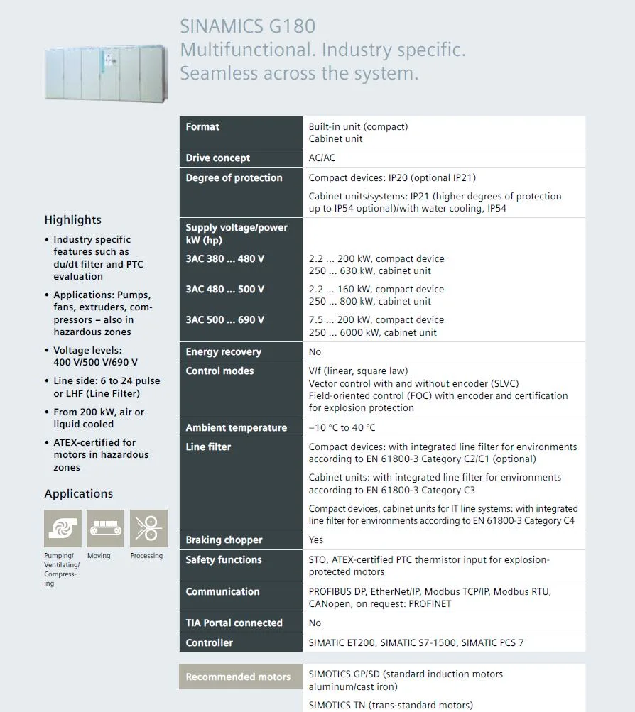 Siemens Sinamics V20 VFD Bop Siemens V20 Inverter 22kw Frequency Converter 0.37kw