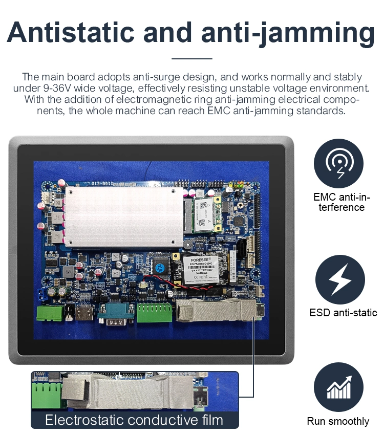 IP65 Waterproof All in One Touch Industrial PC Fanless HMI with Capacitive Embedded Anti Interference Panel PC