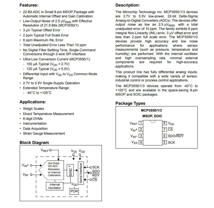 22 Bit Analog to Digital Converter 1 Input 1 Sigma-Delta 8-Soic