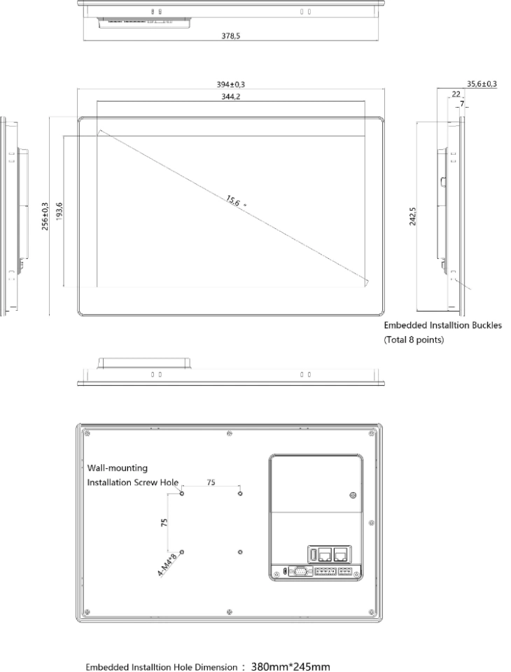 Factory Price 15.6 Inch Industrial Resistance Touch Screen HMI for Programmable Logic Controller Rts6156h