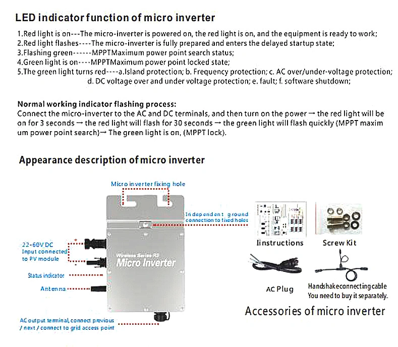 295W Solar Smart Micro Inverter on Gird Wireless Monitoring MPPT 95% Efficiency Plug and Play IP67 High Frequency