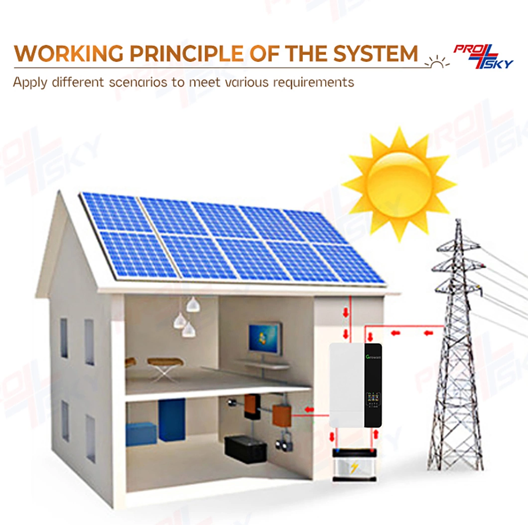 Growatt MPPT Hybrid Inverter Photovoltaic SPF3500 Es SPF5000 Es 3kw 5kw 10kw 3 Phase Solar Power Inverter Integrated Machine on off Grid Energy Storage Inverter