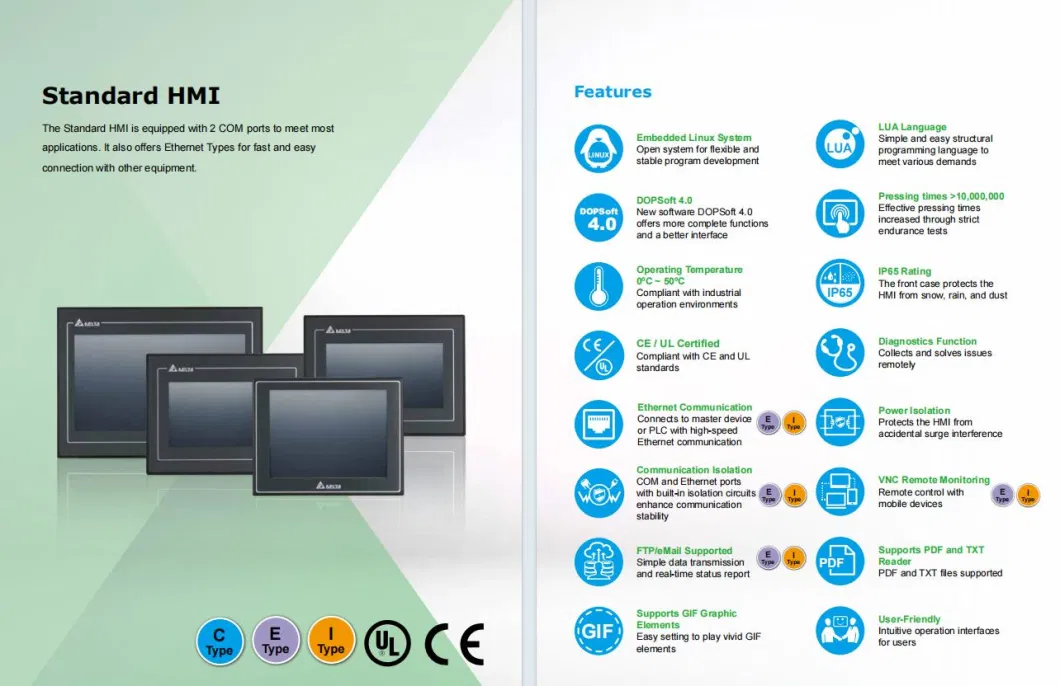 High-Performance Delta HMI Waterproof Industrial All-in-One 7 Inch HMI Touch Screen Industrial Controls