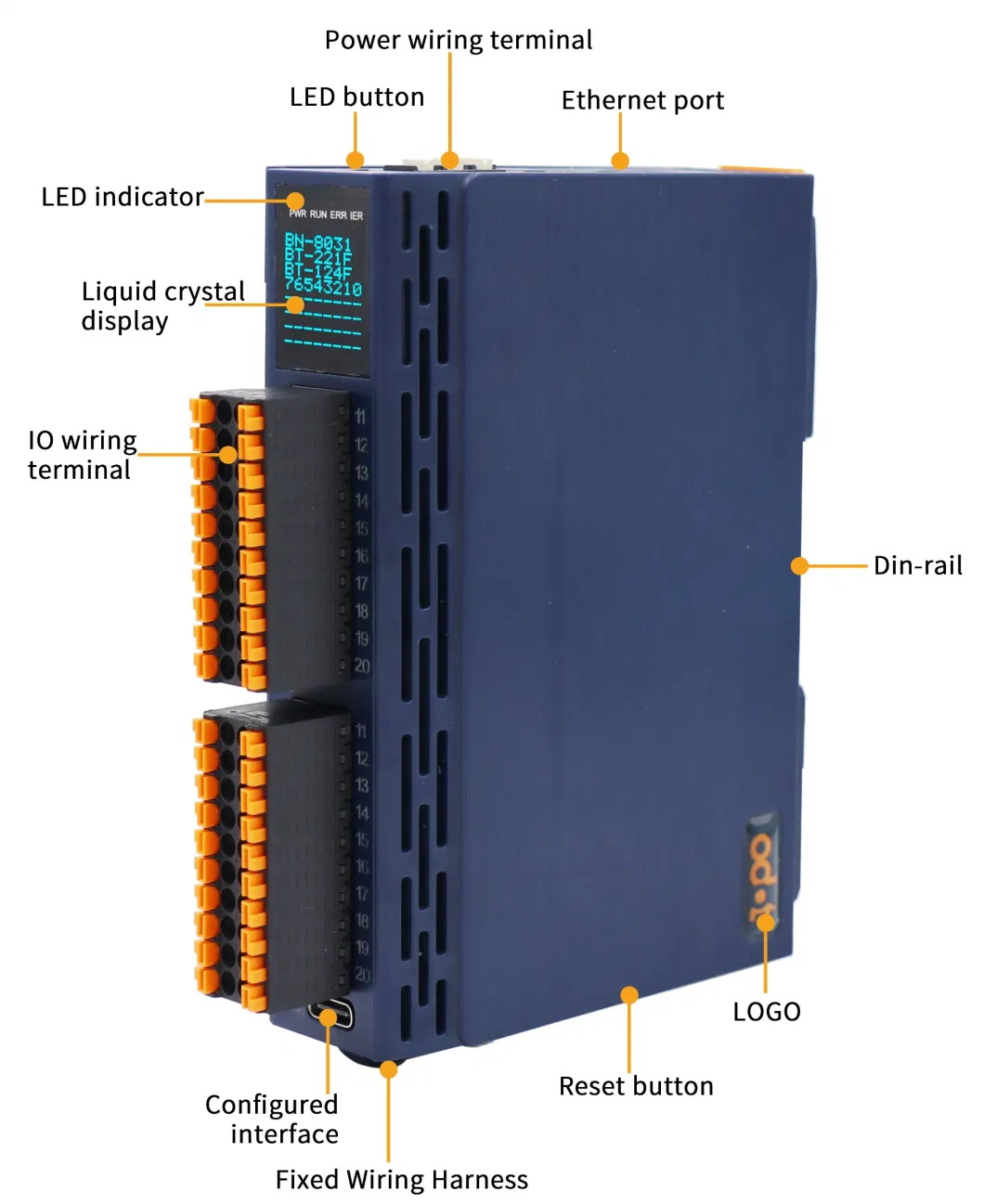 Modbus-TCP Io System for PLC Control, 2-4 Io Slots, Spring Terminals, Dual Ethernet Port, LED Screen, 24VDC