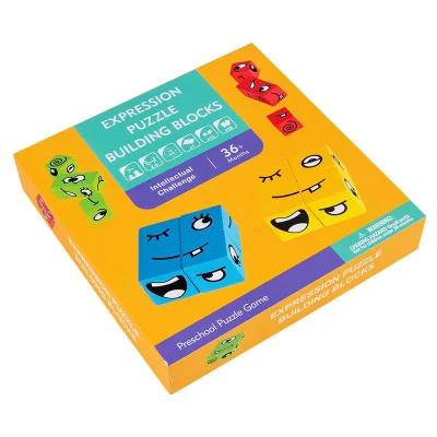 Hot Montessori Expression Puzzle Building Block faccia cambiare logica pensiero Addestramento bambino di legno di addestramento precoce giocattolo