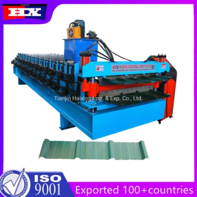 Maquina PARA Fabricar Calaminas Aluzinc TR4 TR5 Calaminon en Perù Cobertura De PLC Control pannello tetto in metallo grecato a profilo trapezoidale Macchina per la formazione di rulli