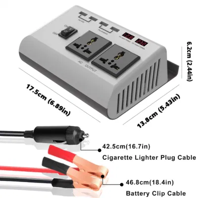 Booster convertitore di potenza invertitore da 12 V a 110 V/220 V per veicoli da 300 W.