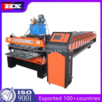  Maquina PARA Fabricar Calaminas Aluzinc TR4 TR5 Calaminon en Perù Cobertura De PLC Control pannello tetto in metallo grecato a profilo trapezoidale Macchina per la formazione di rulli