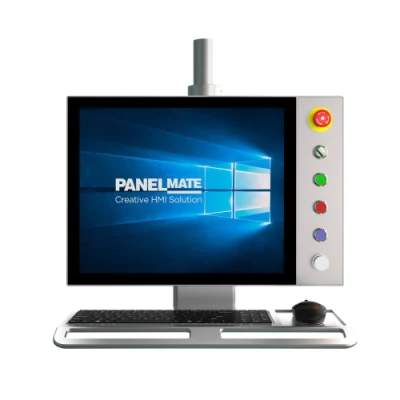 Pannello operativo industriale HMI da 19 pollici con contenitore a sbalzo e braccio supportato Schermo tattile capacitivo LCD IP65 impermeabile, monitor antipolvere