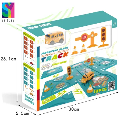 SY nuovo Hot sale puzzle magnetico Auto pista di costruzione logica Road Builder Rail Car Toy Kids Brain teasers Puzzle Rail Giocattolo per auto da corsa