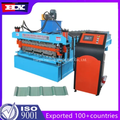 Maquina PARA Fabricar Calaminas Aluzinc TR4 TR5 Calaminon en Perù Cobertura De PLC Control pannello tetto in metallo grecato a profilo trapezoidale Macchina per la formazione di rulli