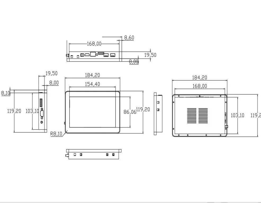 7 Inch Android Display Android 11 Touchscreen IPS 2GB 16GB Rk3568 RS232 LCD Display Panel for Industry Application