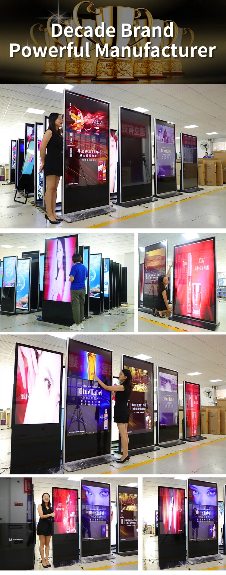 75 Inch Indoor Touch Screen LCD Outdoor Advertising Totem Kiosk Digital Signage and Displays