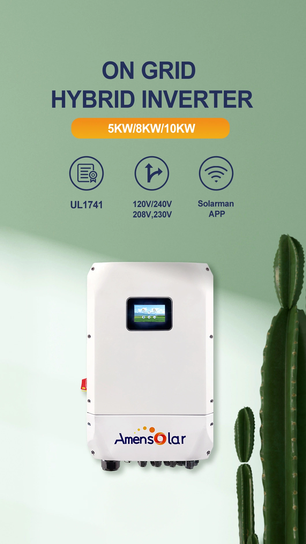 48V 5kw 8kw10kw 12kw 5000W Split Phase on Grid Tie Hybrid Inverter