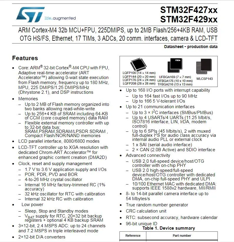 IC, CPU, Mpu, Soc, Stm32f427iit6 Stmicroelectronics Stm32f427iit6 Microcontroller, Stm32f407vet6, St