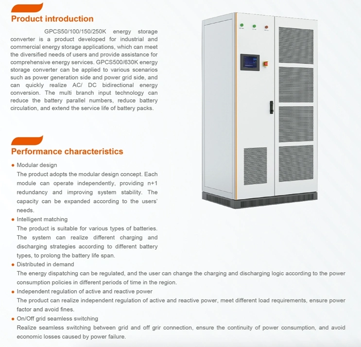 50kw 630kw Bidirectional Power Inverter PCS Converter Power Conversion System