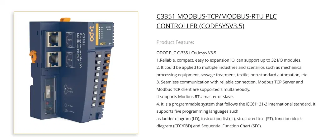 Odot C3351 Modbus-TCP/Modbus-RTU PLC Controller (CODESYSV3.5)