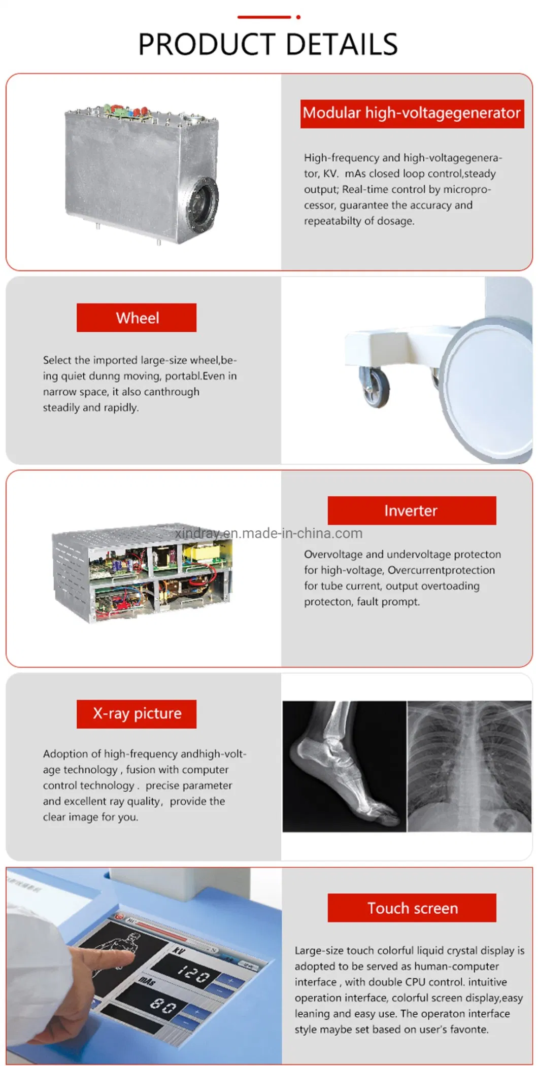 Factory Price Hospital Equipment High Frequency Digital Radiography Portable Medical X Ray 100mA 200mA 500mA 5kw 20kw 32kw Mobile X-ray Machine