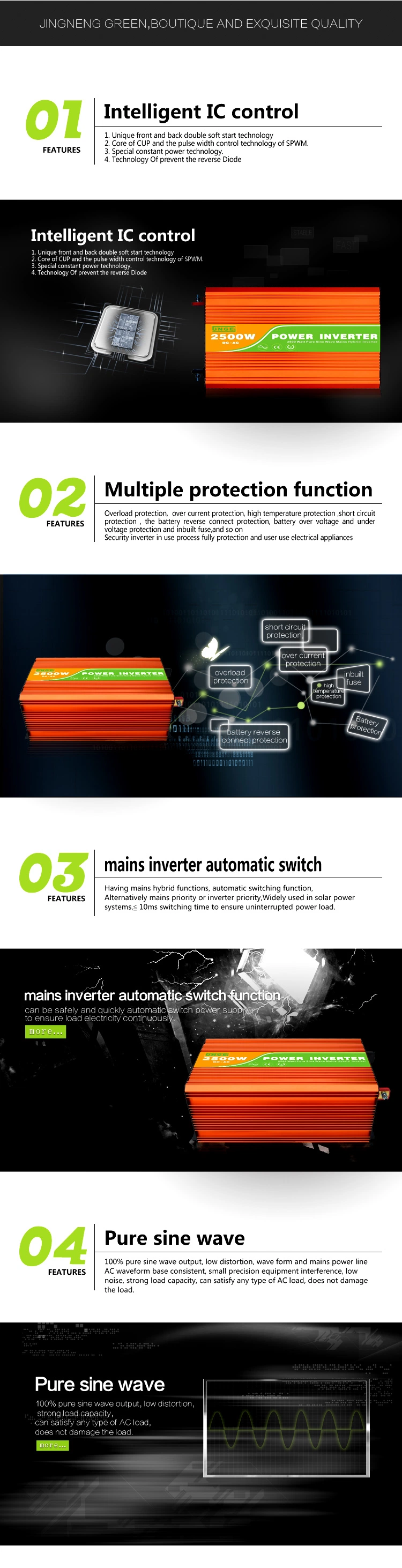 Cost Effetive 2500W Solar Hybrid Inverter Converter For Lithium Battery (48VDC to 120VAC Pure Sine Wave)