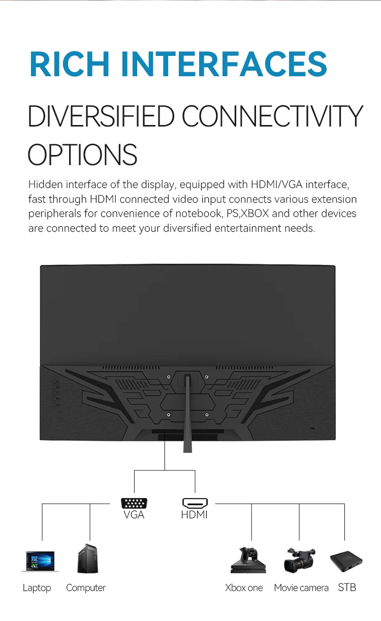 2K Monitor LED 27 Inch Curved Screen Gaming Monitor Dp HMI 165Hz Desktop Computer Monitor