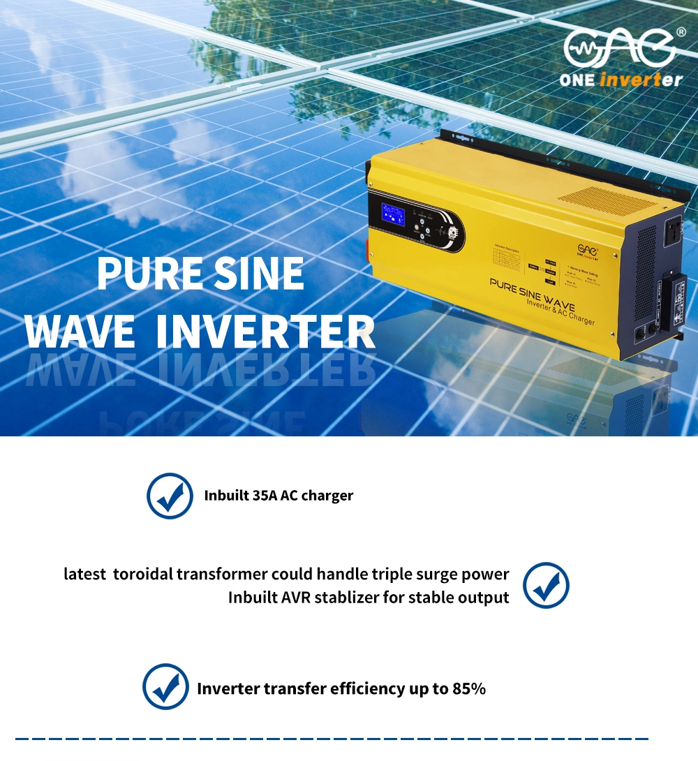 3000W 12VDC 24VDC 220VAC Pure Sine Wave Home Inverter with Charger