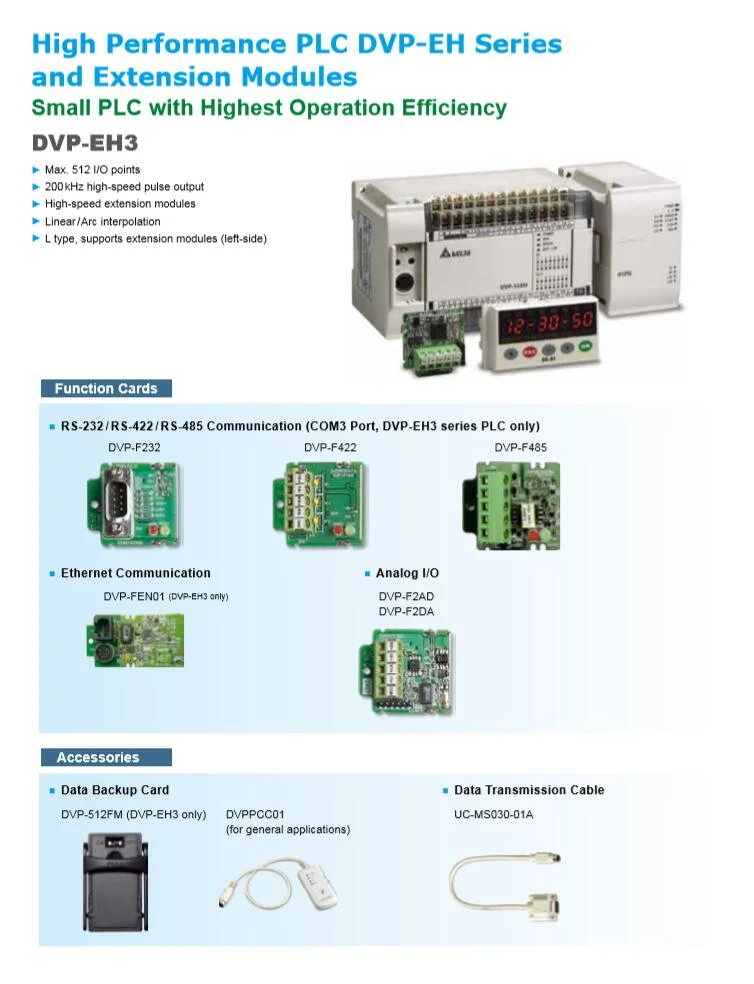 Delta Mitsubishi, Siemens, Matsushita, Omron Ab Dvp-Eh3/Es2/Ss/Sv/Ec Fx-3G/3u/1n/2n/5u High-Speed Pulse Controller PLC Programmable Logic Controller