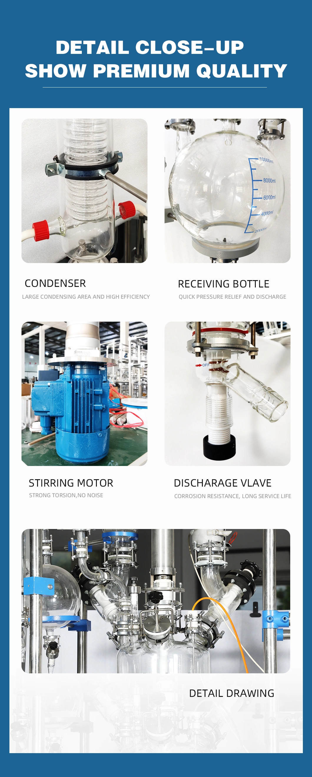 Continuous Ultrasonic Mixing Mechanical Seal Glass Reactor Full Automatic PLC Control System