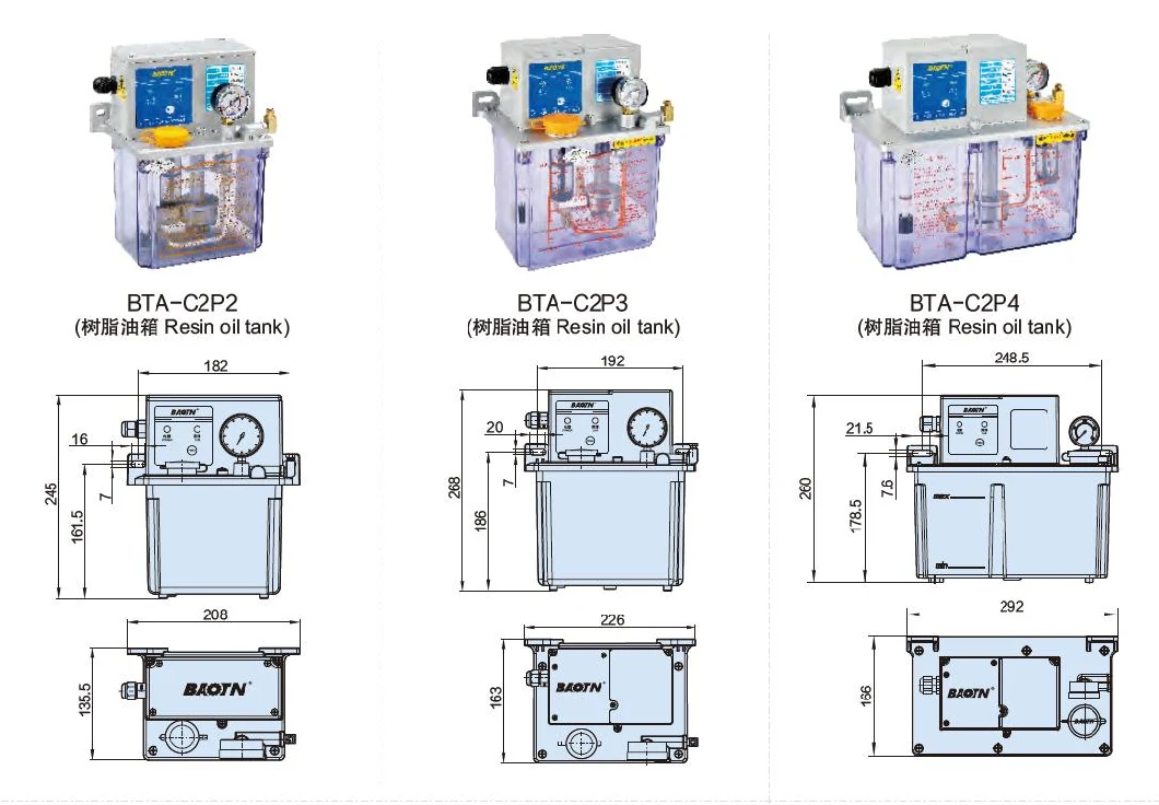 BTA-C2p4 Baotn Thin Oil Lubricating Pump PLC Control Intermittent Electric Gear Pump Centralized System 4L Resin Oil Tank