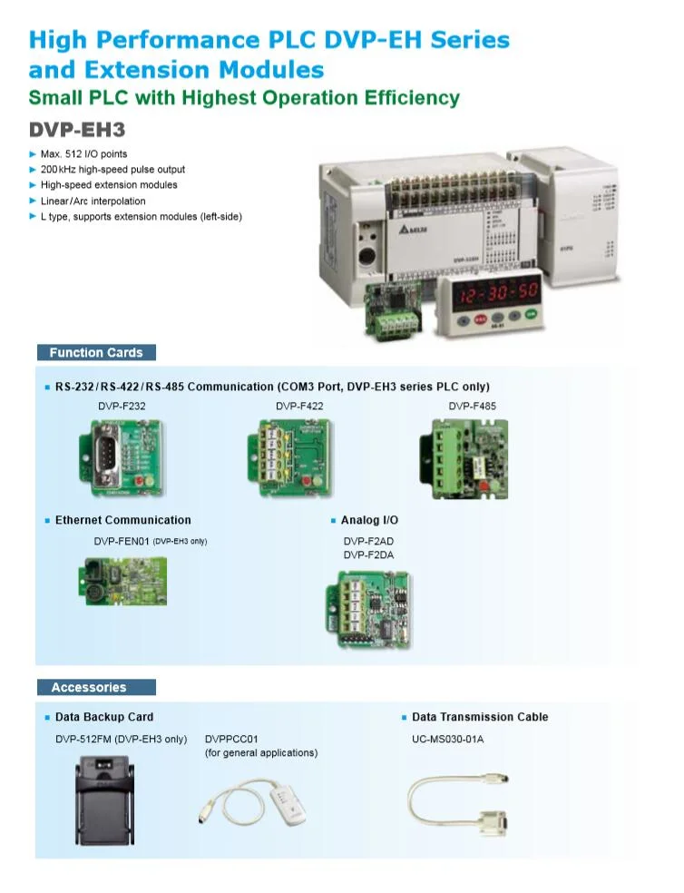 Delta PLC Controller Dvp-Eh3 Series Dvp16eh00r3 Dvp16eh00t3 Dvp20eh00r3 Dvp20eh00t3 Dvp32eh00t3 Dvp32eh00r3 Dvp32eh00m3 Deltaplc