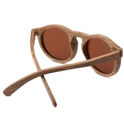 Polarized Lens with Colorful Mirror Ready to Ship and OEM Bamboo and Wooden Round Sunglasses