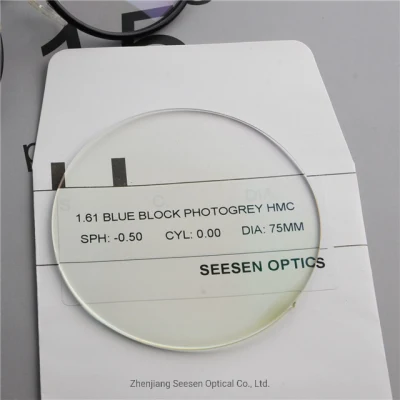 Fast Change Color Lens Blue Cut 1.61 Asp Photochromic Optical Lenses Blue Block Lens Price
