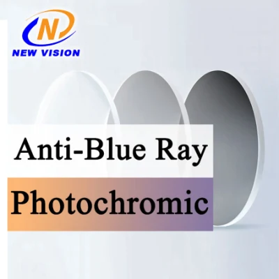 1.56 Semi-Finished Photochromic UV++ Blue Hmc Resin Optical Lens