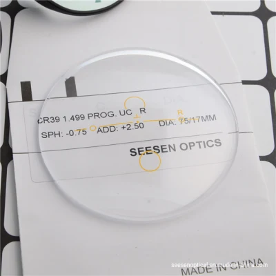 Cr39 1.499 Progressive UC Uncoated Ophthalmic Lenses White Eyeglass Optical Lenses