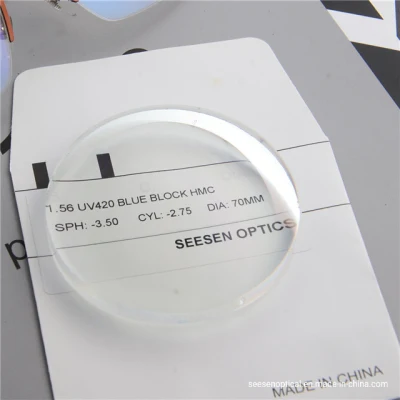 Cr39 1.56 Blue Light Filter Blue with UV420 Protection Lenses Optical Eyeglasses Lens
