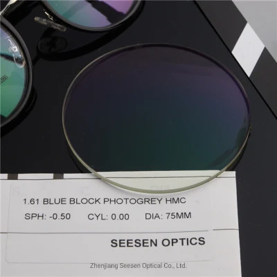 Fast Change Color Lens Blue Cut 1.61 Asp Photochromic Optical Lenses Blue Block Lens Price