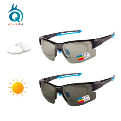 Logo Print Clear Interchangeable Lens Photochromic Cycling Sunglasses