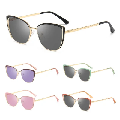 2023 New Arrivals Popular Colorful Design Intelligent Photochromic Metal Cat Eye Frame Optical Blue Light Blocking Glasses